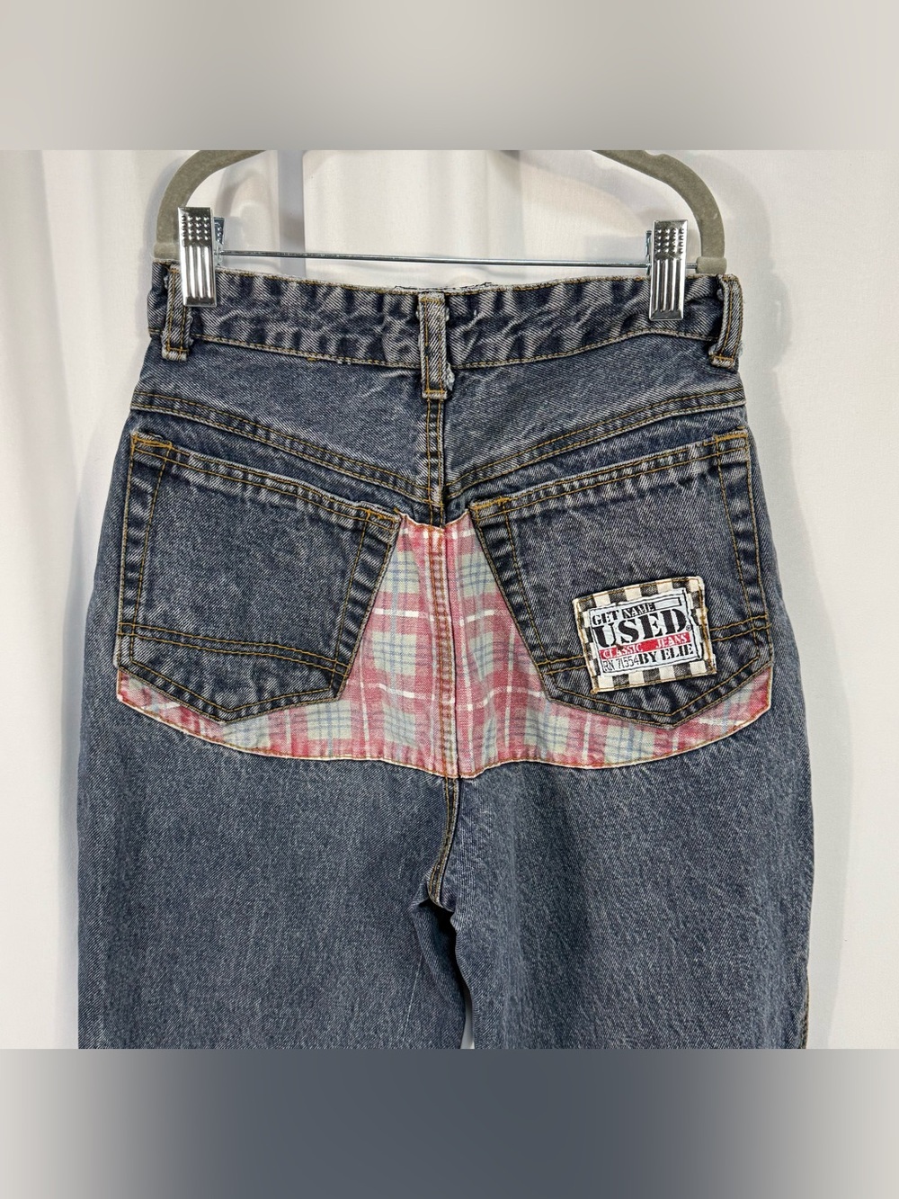 Vintage Used by Elie Jeans Size 28 Acid Wash Plaid High Rise Mom